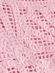 Light Pink Crochet Short Sleeve Collared Shirt - Image 6 of 6