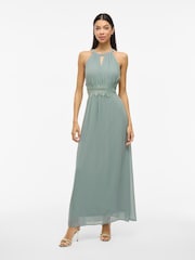 VILA Green Halterneck Maxi Dress - Image 1 of 6