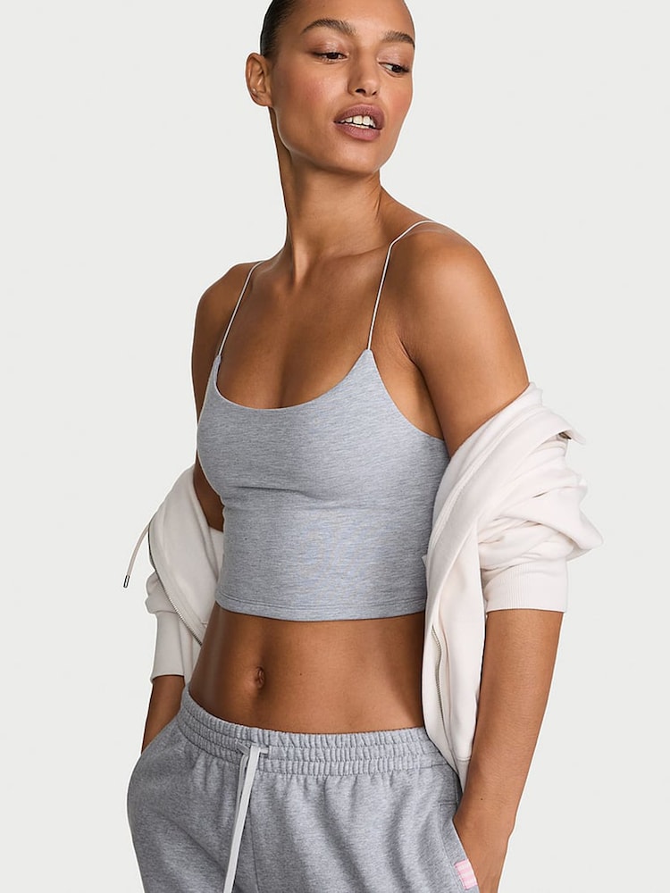 Victoria's Secret Medium Heather Grey Cotton Cropped Cami Top - Image 1 of 2