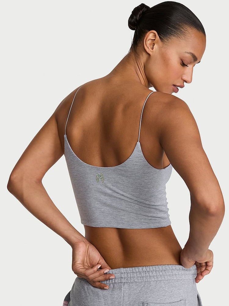 Victoria's Secret Medium Heather Grey Cotton Cropped Cami Top - Image 2 of 2