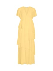 VILA Dobby Chiffon Short Sleeve Ankle Length Tiered Dress - Bild 1 von 2