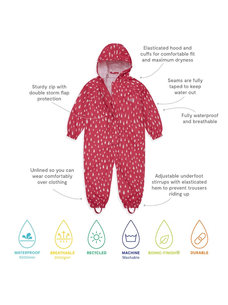 Muddy Puddles Pink Little Essentials Puddlesuit - Image 4 of 4