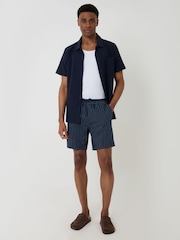 Threadbare Blue Boxy Fit Textured Short Sleeve Shirt - Image 3 of 5