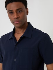 Threadbare Blue Boxy Fit Textured Short Sleeve Shirt - Image 4 of 5