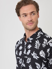 Threadbare Black Button Down Collar Short Sleeve Shirt - Image 2 of 5