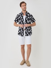 Threadbare Black Button Down Collar Short Sleeve Shirt - Image 4 of 5