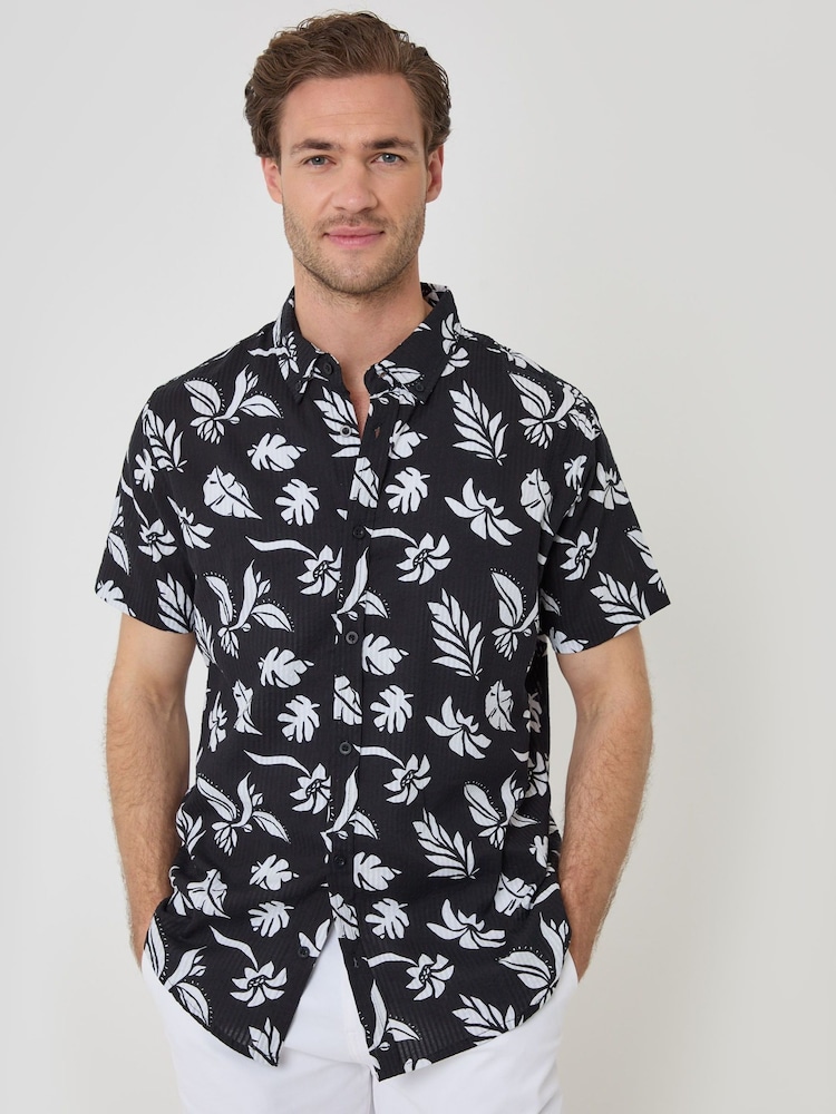 Threadbare Black Button Down Collar Short Sleeve Shirt - Image 5 of 5 Threadbare Black Button Down Collar Short Sleeve Shirt - Image 5 of 5