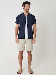 Threadbare Blue Linen Cotton Blend Short Sleeve Shirt - Image 3 of 4