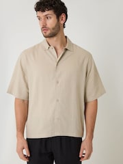 Neutralna boja - Threadbare Košulja Kratki rukav Boki Fit od lanene mešavine - Slika 1 od 4