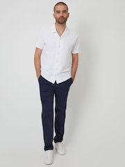 Threadbare White Pique Revere Collar Short Sleeve Shirt - Image 3 of 4