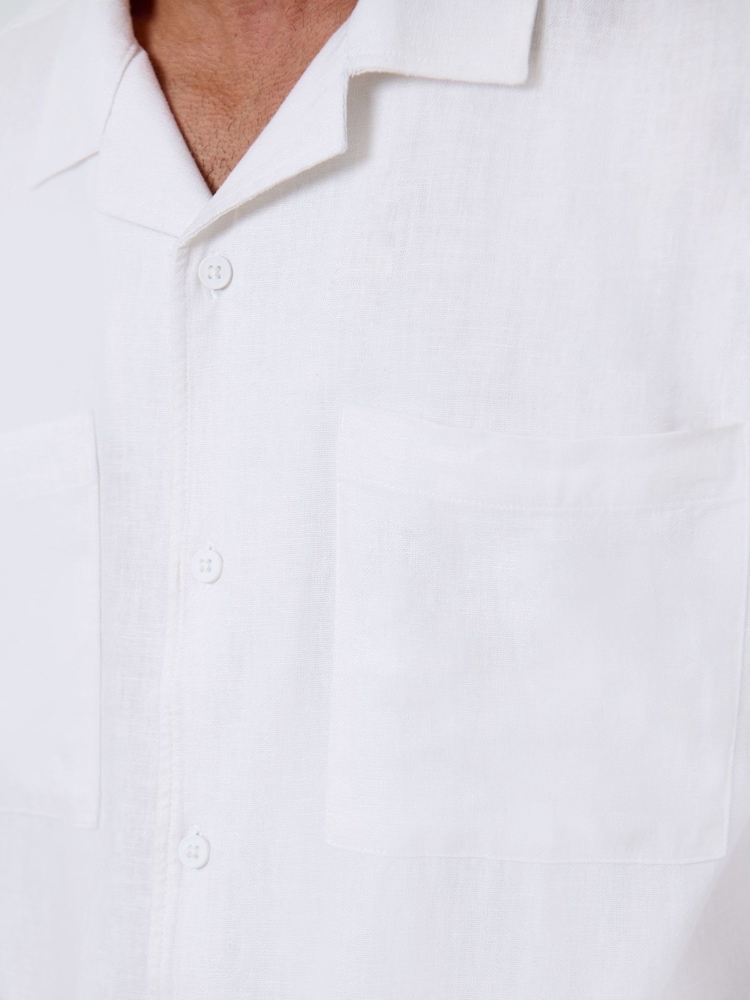 Threadbare White Relaxed Fit Linen Blend Short Sleeve Shirt - Image 5 of 5 Threadbare White Relaxed Fit Linen Blend Short Sleeve Shirt - Image 5 of 5