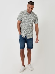 Threadbare Green Tropical Print Short Sleeve Shirt - Image 3 of 4