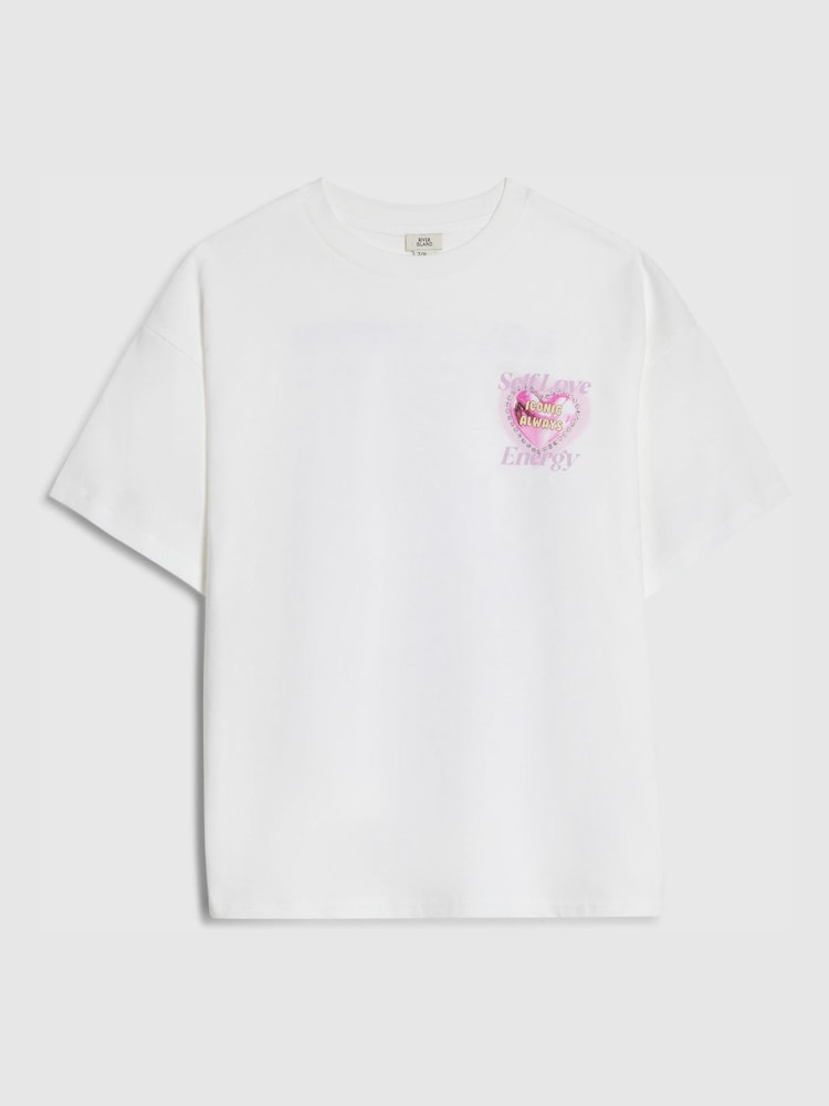 River Island White Valentines Love Vibes T-Shirt - Image 2 of 4