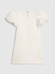 River Island Cream Puff Sleeve Scuba Bow Dress - Image 2 of 4