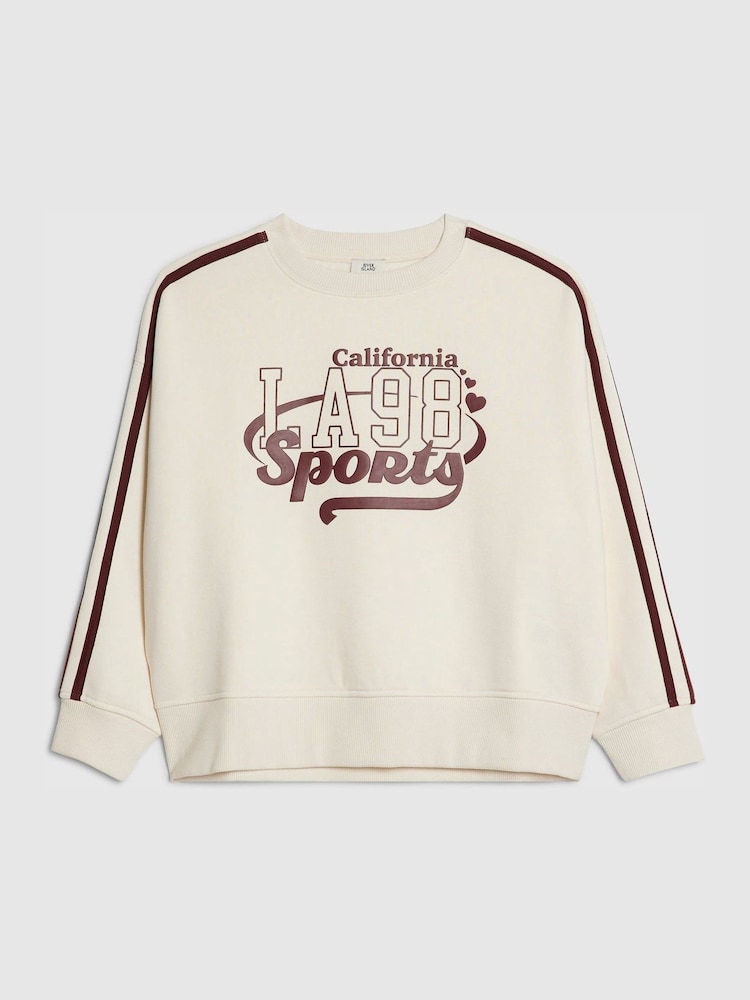 River Island Cream LA Sports Side Stripe Sweatshirt - Image 1 of 4