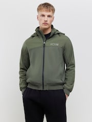 River Island Green Neoprene Hooded Bomber - Image 1 of 4