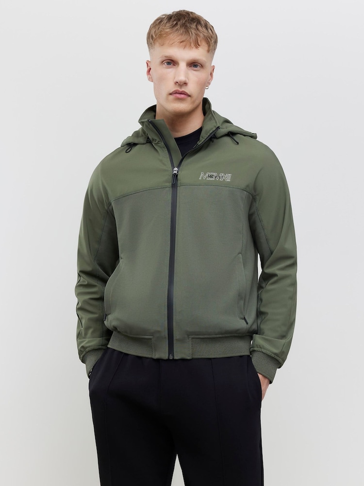 River Island Green Neoprene Hooded Bomber - Image 1 of 4