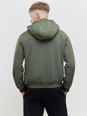 River Island Green Neoprene Hooded Bomber - Image 2 of 4