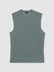 Reiss Dark Sage Green Melgreen Textured Crew-Neck Vest - Image 2 of 6