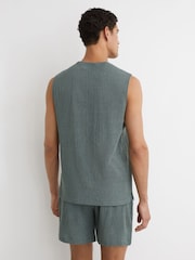 Reiss Dark Sage Green Melgreen Textured Crew-Neck Vest - Image 5 of 6