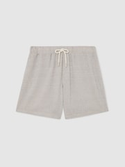 Reiss White/Black Lowden Striped Drawstring Knitted Shorts - Image 2 of 6