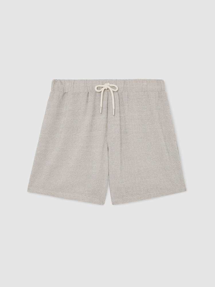 Reiss White/Black Lowden Striped Drawstring Knitted Shorts - Image 2 of 6