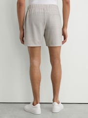 Reiss White/Black Lowden Striped Drawstring Knitted Shorts - Image 5 of 6