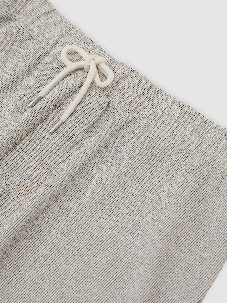 Reiss White/Black Lowden Striped Drawstring Knitted Shorts - Image 6 of 6