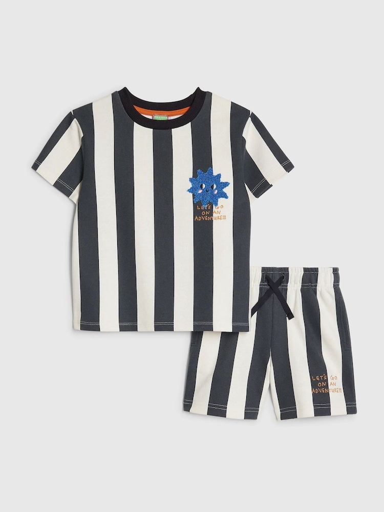 River Island Blue Abbie Rosie Oversized Striped T-Shirt & Shorts Set - Image 1 of 5