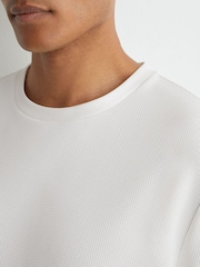 Reiss White Cole Textured Modern-Fit Crew-Neck T-Shirt - Image 1 of 6