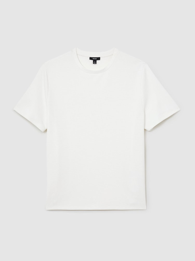 Reiss White Cole Textured Modern-Fit Crew-Neck T-Shirt - Image 2 of 6 Reiss White Cole Textured Modern-Fit Crew-Neck T-Shirt - Image 2 of 6