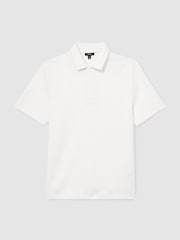 Reiss White Reed Textured Concealed-Placket Polo Shirt - Image 2 of 6