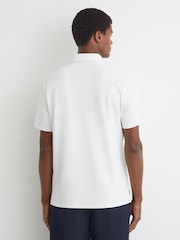 Reiss White Reed Textured Concealed-Placket Polo Shirt - Image 4 of 6
