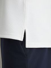 Reiss White Reed Textured Concealed-Placket Polo Shirt - Image 5 of 6