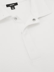 Reiss White Reed Textured Concealed-Placket Polo Shirt - Image 6 of 6