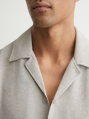 Reiss White/Black Dornie Striped Cuban-Collar Knitted Shirt - Image 5 of 7