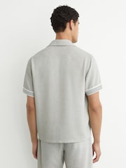 Reiss White/Black Dornie Striped Cuban-Collar Knitted Shirt - Image 6 of 7