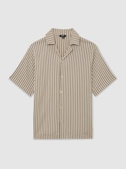 Камень/серый - Фактурная рубашка в полоску с воротником Reiss Griff - Изображение 2 8