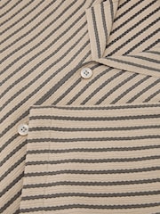 Камень/серый - Фактурная рубашка в полоску с воротником Reiss Griff - Изображение 8 8