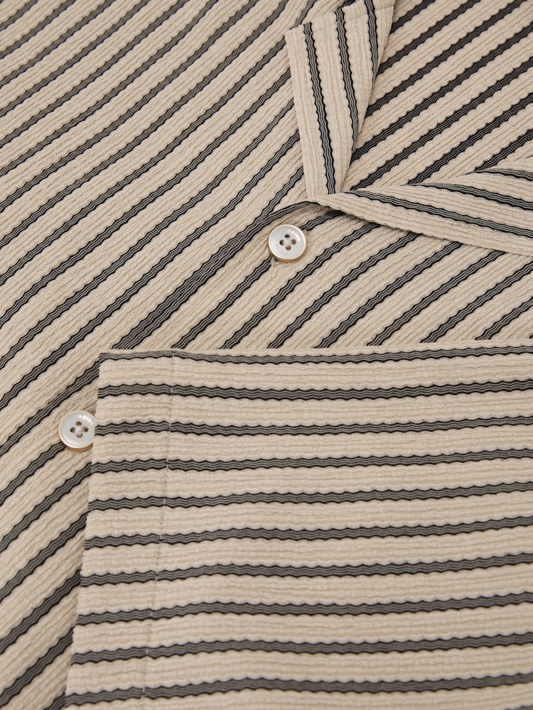 Камень/серый - Фактурная рубашка в полоску с воротником Reiss Griff - Изображение 8 8