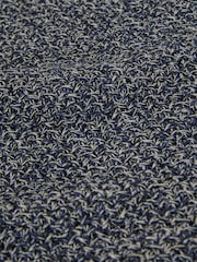 Reiss Indigo Blue Owen Speckle-Knit Open-Collar Polo Jumper - Image 6 of 6