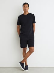 Reiss Navy Renly Textured Drawstring Shorts - Image 1 of 6