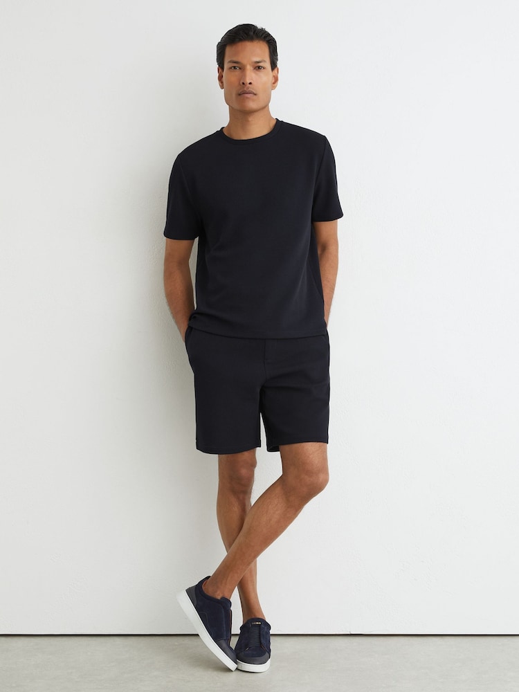 Reiss Navy Renly Textured Drawstring Shorts - Image 1 of 6 Reiss Navy Renly Textured Drawstring Shorts - Image 1 of 6