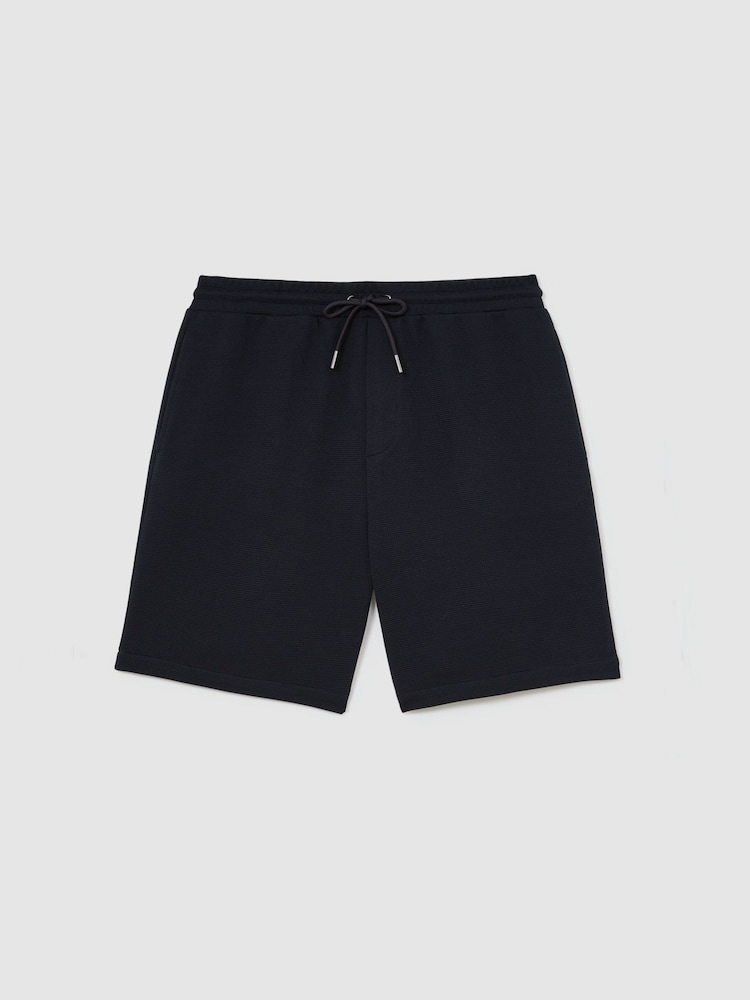 Reiss Navy Renly Textured Drawstring Shorts - Image 2 of 6 Reiss Navy Renly Textured Drawstring Shorts - Image 2 of 6