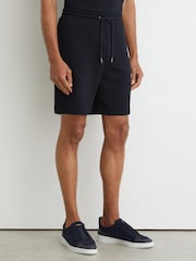 Reiss Navy Renly Textured Drawstring Shorts - Image 4 of 6