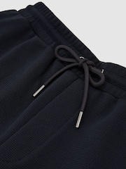 Reiss Navy Renly Textured Drawstring Shorts - Image 6 of 6