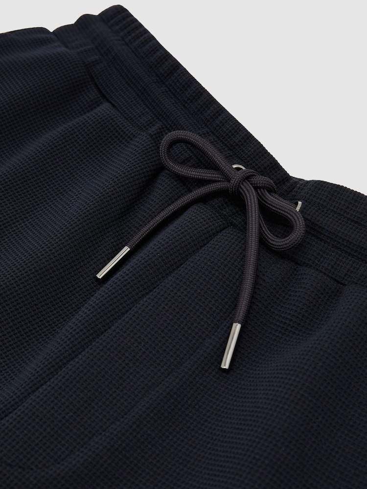 Reiss Navy Renly Textured Drawstring Shorts - Image 6 of 6 Reiss Navy Renly Textured Drawstring Shorts - Image 6 of 6
