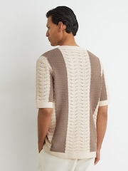 T-shirt rayé en coton crocheté Reiss Shean - Image 5 de 6