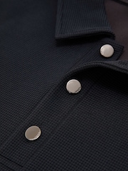 Reiss Navy Alba Textured Long-Sleeve Polo Shirt - Image 6 of 6