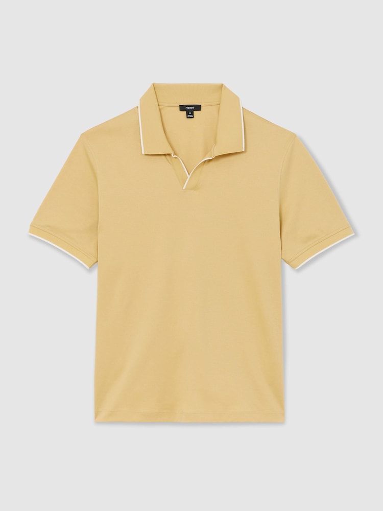Reiss Yellow Nico Air-Water Cotton Tipped Polo Shirt - Image 2 of 6